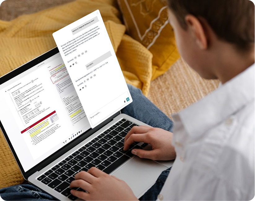 Der KI-Lernassistent begleitet Schüler im Unterricht und ermöglicht eigenständiges Lernen sowie Wissensvertiefung